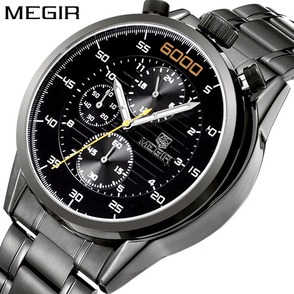 Men's Multifunctional Waterproof Luminous Watch Alloy Case Leather Canvas Strap Round Dial