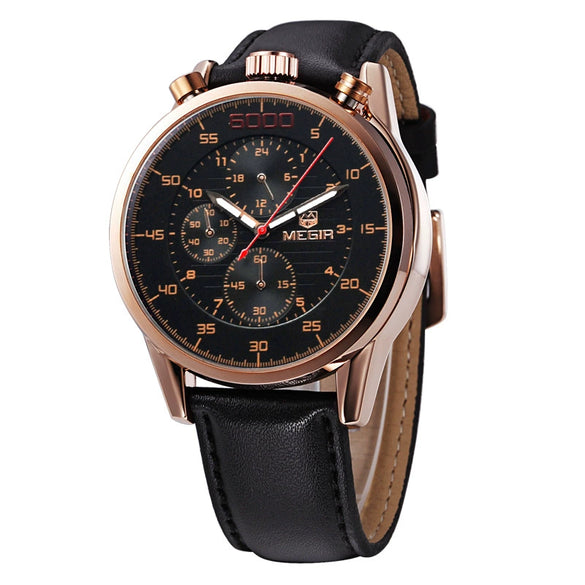 Men's Multifunctional Waterproof Luminous Watch Alloy Case Leather Canvas Strap Round Dial