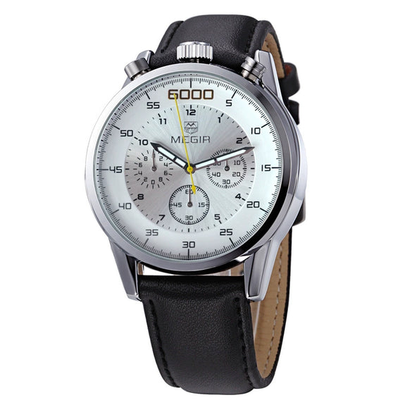 Men's Multifunctional Waterproof Luminous Watch Alloy Case Leather Canvas Strap Round Dial
