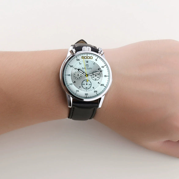 Men's Multifunctional Waterproof Luminous Watch Alloy Case Leather Canvas Strap Round Dial