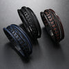 Men's Multilayer Leather Rope Braided Geometric Style Hand Knitted Alloy Magnetic Buckle Bracelet