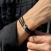 Men's Multilayer Woven Cord Cross Geometric Bracelet Jewelry