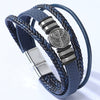Men's Multilayer Woven Leather And Pu Leather Bracelet With Alloy And Geometric Design Electroplated