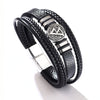 Men's Multilayer Woven Leather And Pu Leather Bracelet With Geometric Pattern Metal Electroplated Design