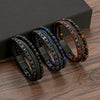 Men's Natural Stone And Alloy Handwoven Bracelet Jewelry With Electroplating Treatment