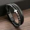 Men's Natural Stone Stainless Steel Geometric Handmade Magnetic Bracelet
