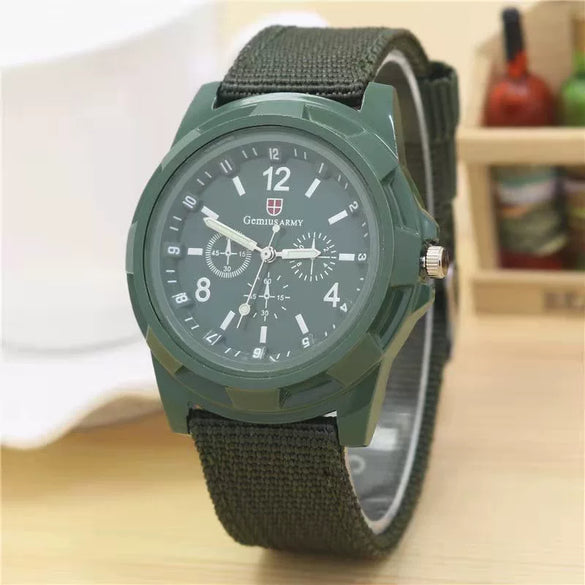 Men's Nylon Woven Strap Quartz Watch Round Alloy Case Stainless Steel Buckle Pointer Display Luminous Sports Leisure Watch