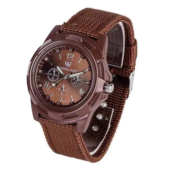 Men's Nylon Woven Strap Quartz Watch Round Alloy Case Stainless Steel Buckle Pointer Display Luminous Sports Leisure Watch