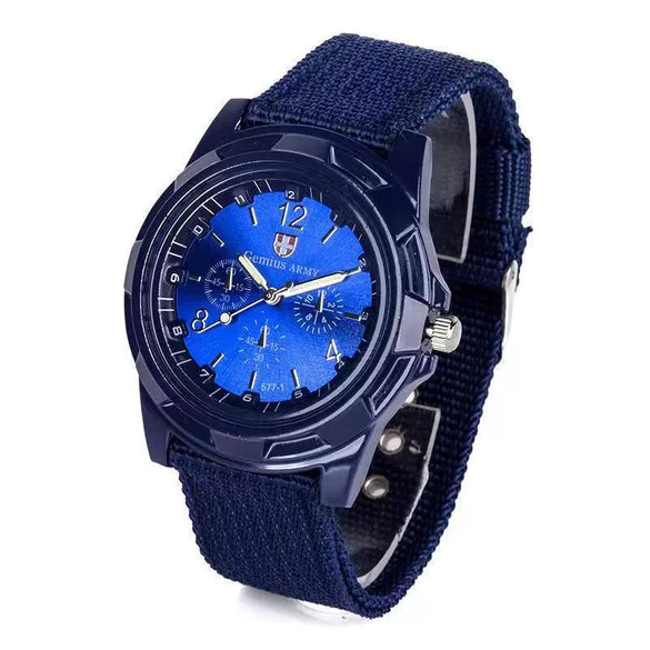 Men's Nylon Woven Strap Quartz Watch Round Alloy Case Stainless Steel Buckle Pointer Display Luminous Sports Leisure Watch