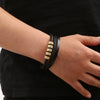 Men's Original Design Stainless Steel Handwoven Bracelet With Leather Magnetic Buckle