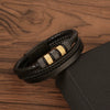 Men's Original Design Stainless Steel Handwoven Bracelet With Leather Magnetic Buckle