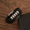 Men's Original Design Stainless Steel Handwoven Bracelet With Leather Magnetic Buckle