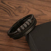 Men's Original Design Stainless Steel Handwoven Bracelet With Leather Magnetic Buckle