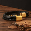 Men's Original Design Stainless Steel Handwoven Bracelet With Leather Magnetic Buckle