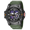 Men's Outdoor Sports Multifunctional Waterproof Watch With Pu Strap And Resin Case Round Dial