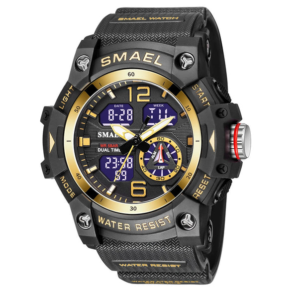 Men's Outdoor Sports Multifunctional Waterproof Watch With Pu Strap And Resin Case Round Dial