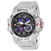 Men's Outdoor Sports Multifunctional Waterproof Watch With Pu Strap And Resin Case Round Dial
