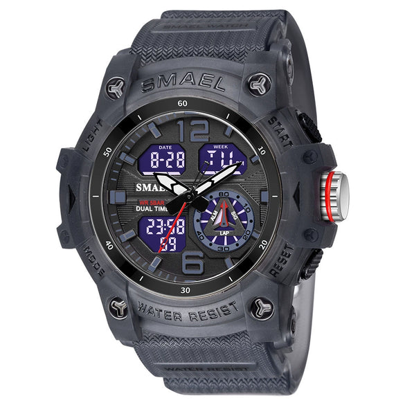 Men's Outdoor Sports Multifunctional Waterproof Watch With Pu Strap And Resin Case Round Dial