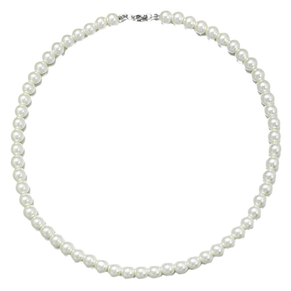 Men's Pearl O Chain Necklace With Geometric Style Handmade Alloy Pendant