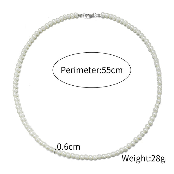Men's Personality Geometric Handmade Pearl Alloy Necklace