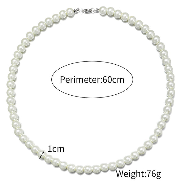 Men's Personality Geometric Handmade Pearl Alloy Necklace