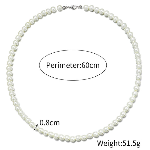 Men's Personality Geometric Handmade Pearl Alloy Necklace