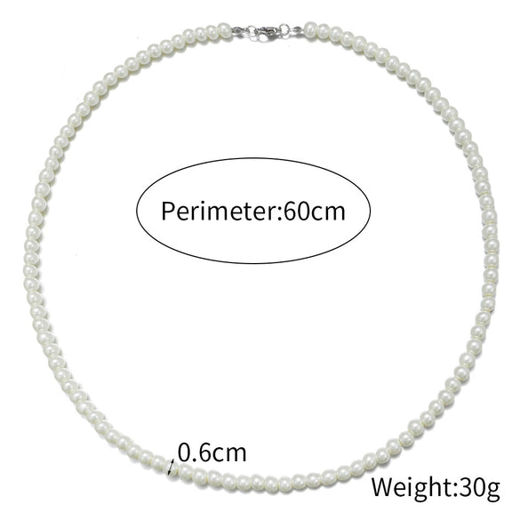 Men's Personality Geometric Handmade Pearl Alloy Necklace