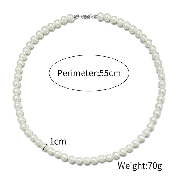 Men's Personality Geometric Handmade Pearl Alloy Necklace