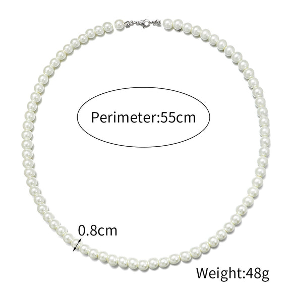 Men's Personality Geometric Handmade Pearl Alloy Necklace