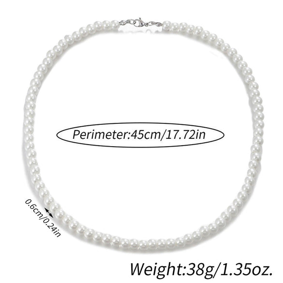 Men's Personality Geometric Handmade Pearl Alloy Necklace