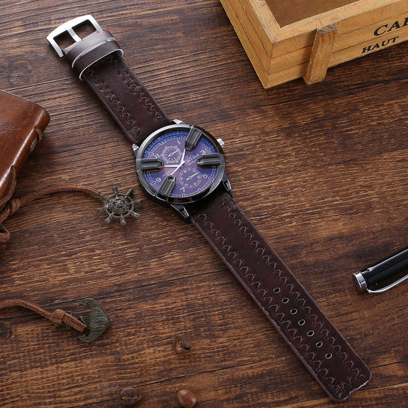 Men's 6 Pieces Set With Watch Belt Pen Necklace Perfume Charging Treasure Leather Modern And Simple Style