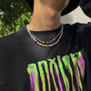 Men's Plastic Resin Geometric Beaded Necklace Set