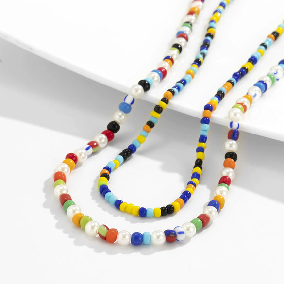 Men's Plastic Resin Geometric Beaded Necklace Set