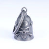Men's Polished Stainless Steel Motorcycle Skull And Cross Bell Pendant Statement Necklace
