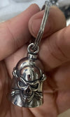 Men's Polished Stainless Steel Motorcycle Skull And Cross Bell Pendant Statement Necklace