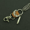Men's Punk Hiphop Casual Jeans Pants With Metal Double Waist Chain Pendant
