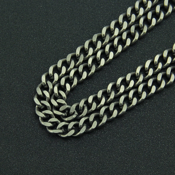 Men's Punk Hiphop Casual Jeans Pants With Metal Double Waist Chain Pendant