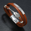 Men's Punk Leather Multilayered Braided Bracelets With Geometric Design And Electroplating Treatment