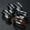 Men's Punk Leather Multilayered Braided Bracelets With Geometric Design And Electroplating Treatment