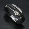 Men's Punk Leather Multilayered Braided Bracelets With Geometric Design And Electroplating Treatment