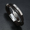 Men's Punk Leather Multilayered Braided Bracelets With Geometric Design And Electroplating Treatment