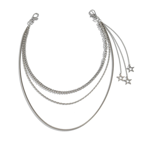 Men's Punk Metal Hiphop Waist Chain With Tassel And Fivepointed Star Accessories