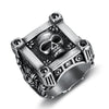 Men's Punk Skull Retro Gothic Stainless Steel Drop Shape Rock Ring Seiko Crafted