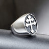 Men's Punk Style Cross Stainless Steel Jewelry Ring With Smear Spot And Polishing Treatment