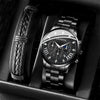 Men's Quartz Belt Watch Casual Business Style Alloy Strap Stainless Steel Buckle Round Dial