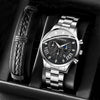 Men's Quartz Belt Watch Casual Business Style Alloy Strap Stainless Steel Buckle Round Dial