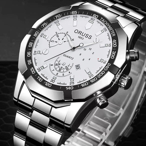 Men's Quartz Watch Alloy Case Round Dial Business Style Waterproof Luminous