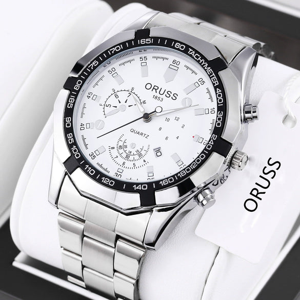 Men's Quartz Watch Alloy Case Round Dial Business Style Waterproof Luminous