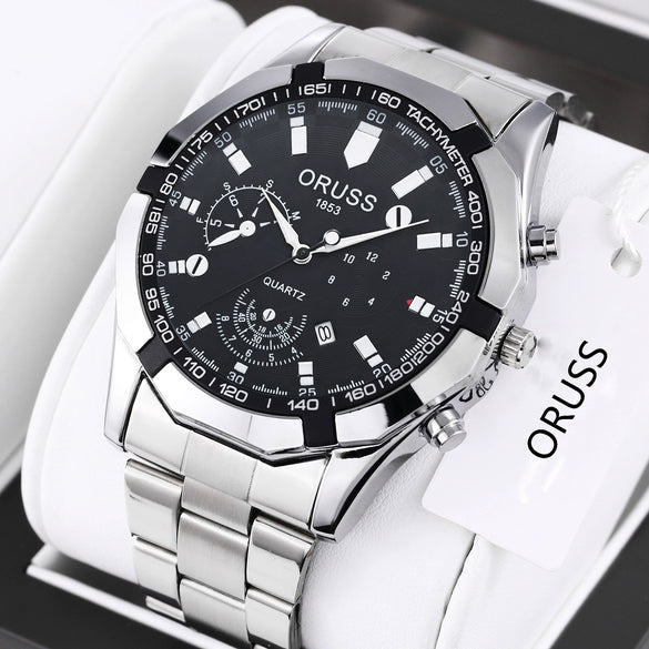Men's Quartz Watch Alloy Case Round Dial Business Style Waterproof Luminous