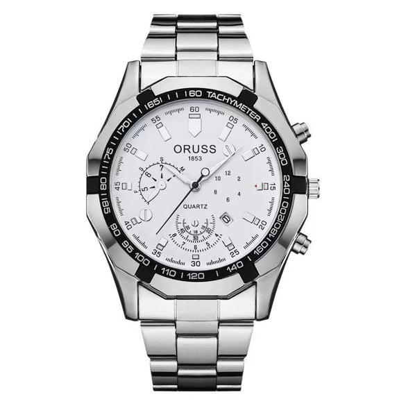 Men's Quartz Watch Alloy Case Round Dial Business Style Waterproof Luminous